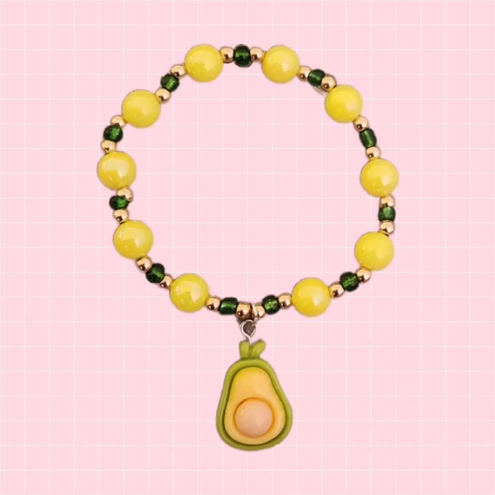 Avocado Charm Beaded Bracelet